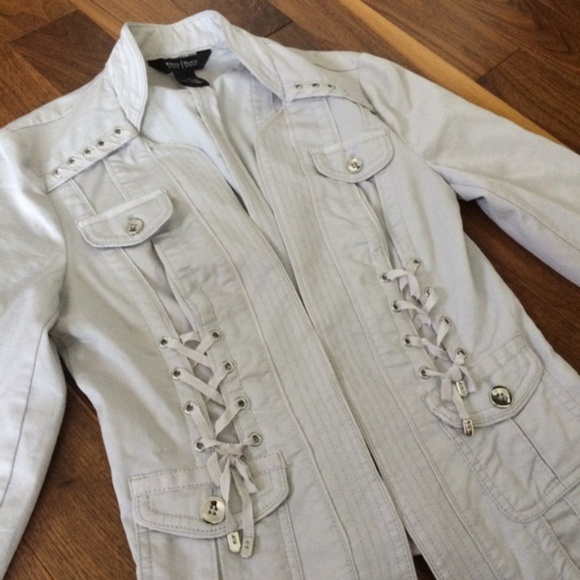WHBM Fitted Twill Lace Up Detail Jacket in "Feather" - Picture 3 of 7